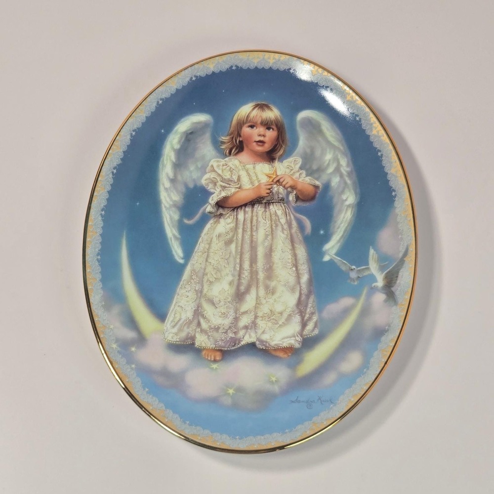 Bradford Exchange Wings of Wonder Collector Plate Sandra Kuck Blue Gold Oval 8.5
